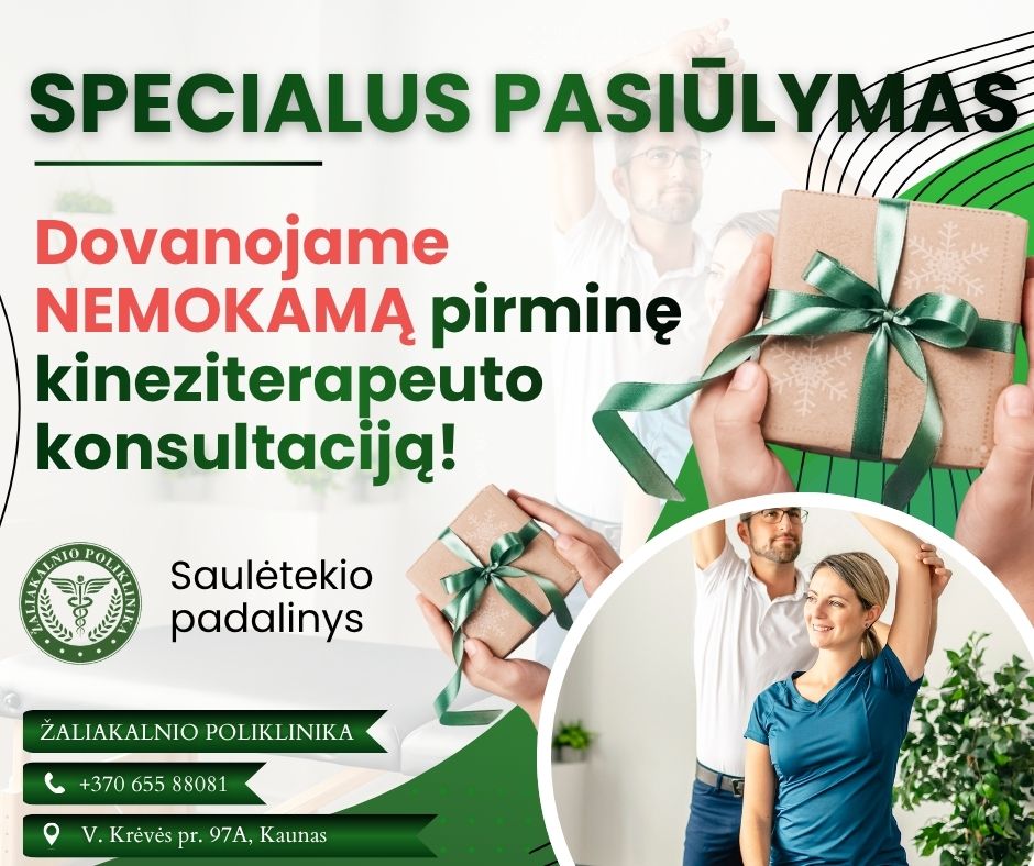 Kviečiame registruotis NEMOKAMAI pirminei kineziterapeutų konsultacijai!
