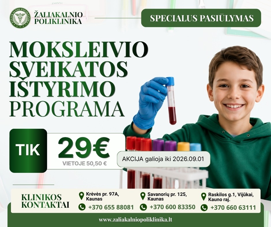 Moksleivio sveikatos ištyrimo programa – rugpjūtį tik 29 €!